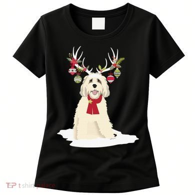 Cute Labradoodle Doodle Christmas Reindeer Graphic Holiday Women's T-Shirt