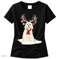 Cute Labradoodle Doodle Christmas Reindeer Graphic Holiday Women's T-Shirt thumb 0