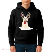 Cute Labradoodle Doodle Christmas Reindeer Graphic Holiday Kids Hoodie thumb 4