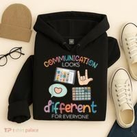 Communication Looks Different For Everyone Autism Awareness Hoodie thumb 4