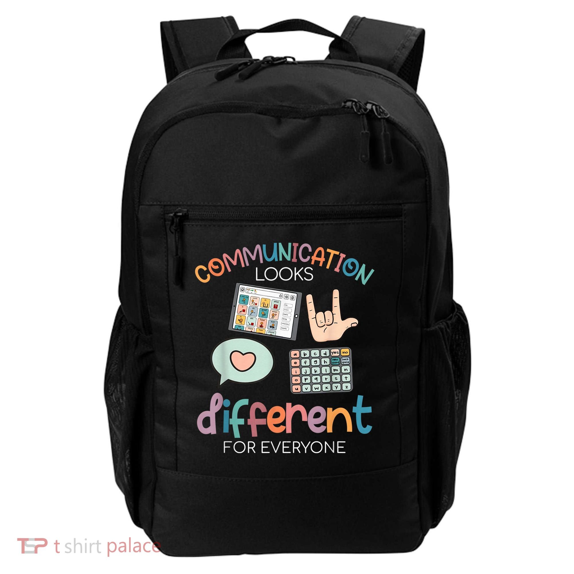 Communication Looks Different For Everyone Autism Awareness Backpack