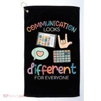 Communication Looks Different For Everyone Autism Awareness Golf Towel thumb 0