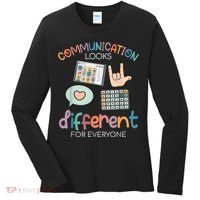 Communication Looks Different For Everyone Autism Awareness Women's Long Sleeve Shirt thumb 0