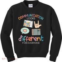 Communication Looks Different For Everyone Autism Awareness Kids Sweatshirt thumb 0