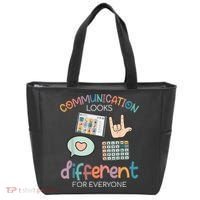 Communication Looks Different For Everyone Autism Awareness Tote Bag thumb 0