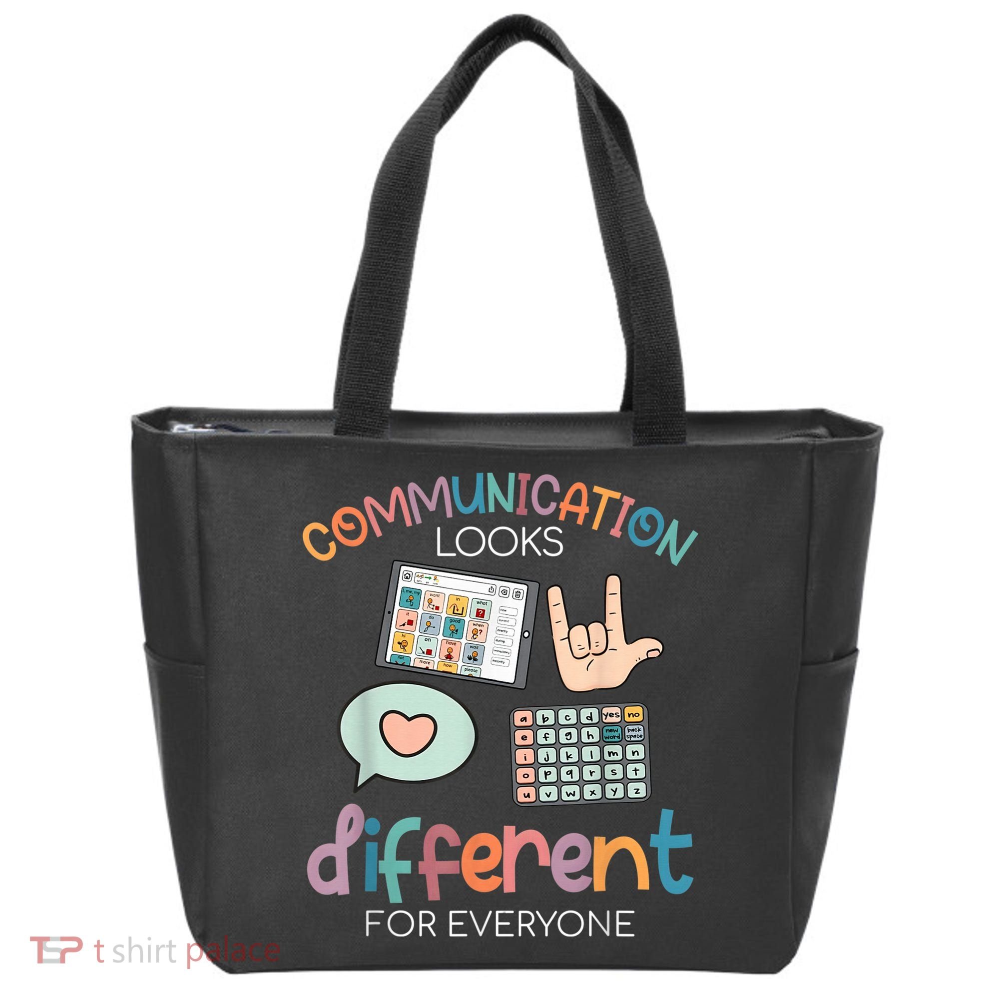 Communication Looks Different For Everyone Autism Awareness Tote Bag