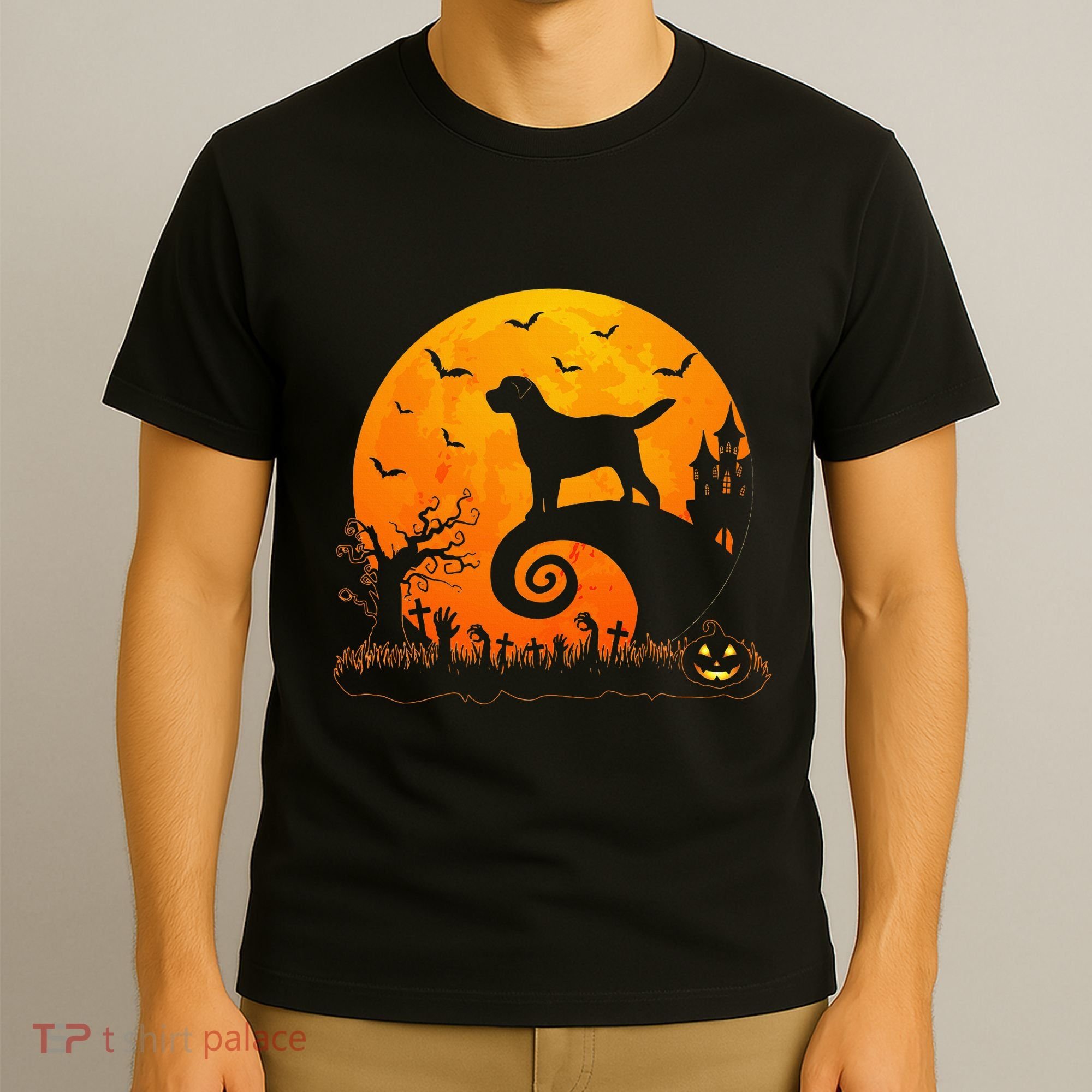 Chocolate Lab Dog Moon Halloween Dog Lover T-Shirt