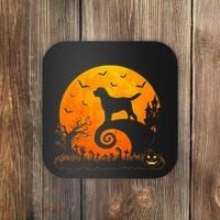 Chocolate Lab Dog Moon Halloween Dog Lover Coaster thumb 0