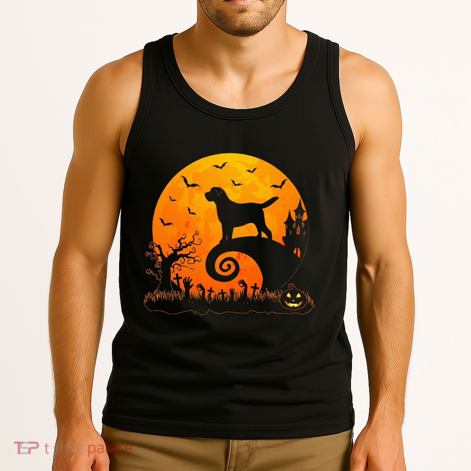 Chocolate Lab Dog Moon Halloween Dog Lover Tank Top
