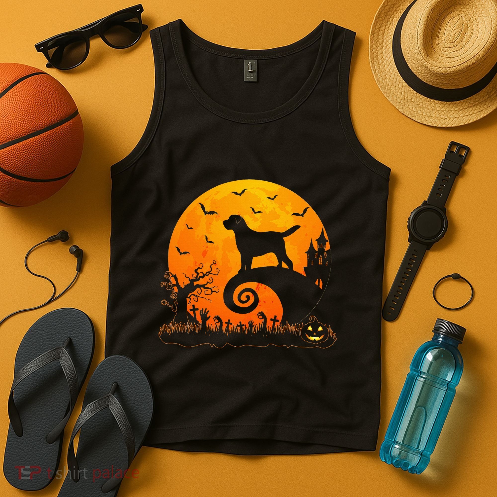 Chocolate Lab Dog Moon Halloween Dog Lover Tank Top