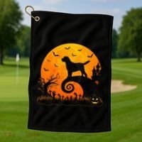 Chocolate Lab Dog Moon Halloween Dog Lover Golf Towel thumb 1