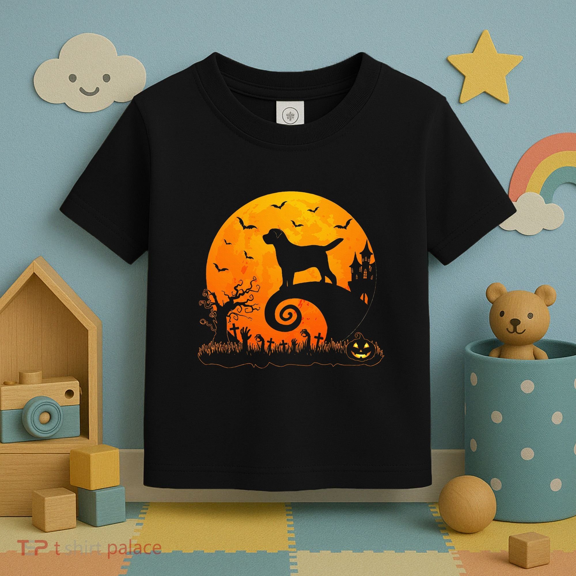 Chocolate Lab Dog Moon Halloween Dog Lover Toddler T-Shirt