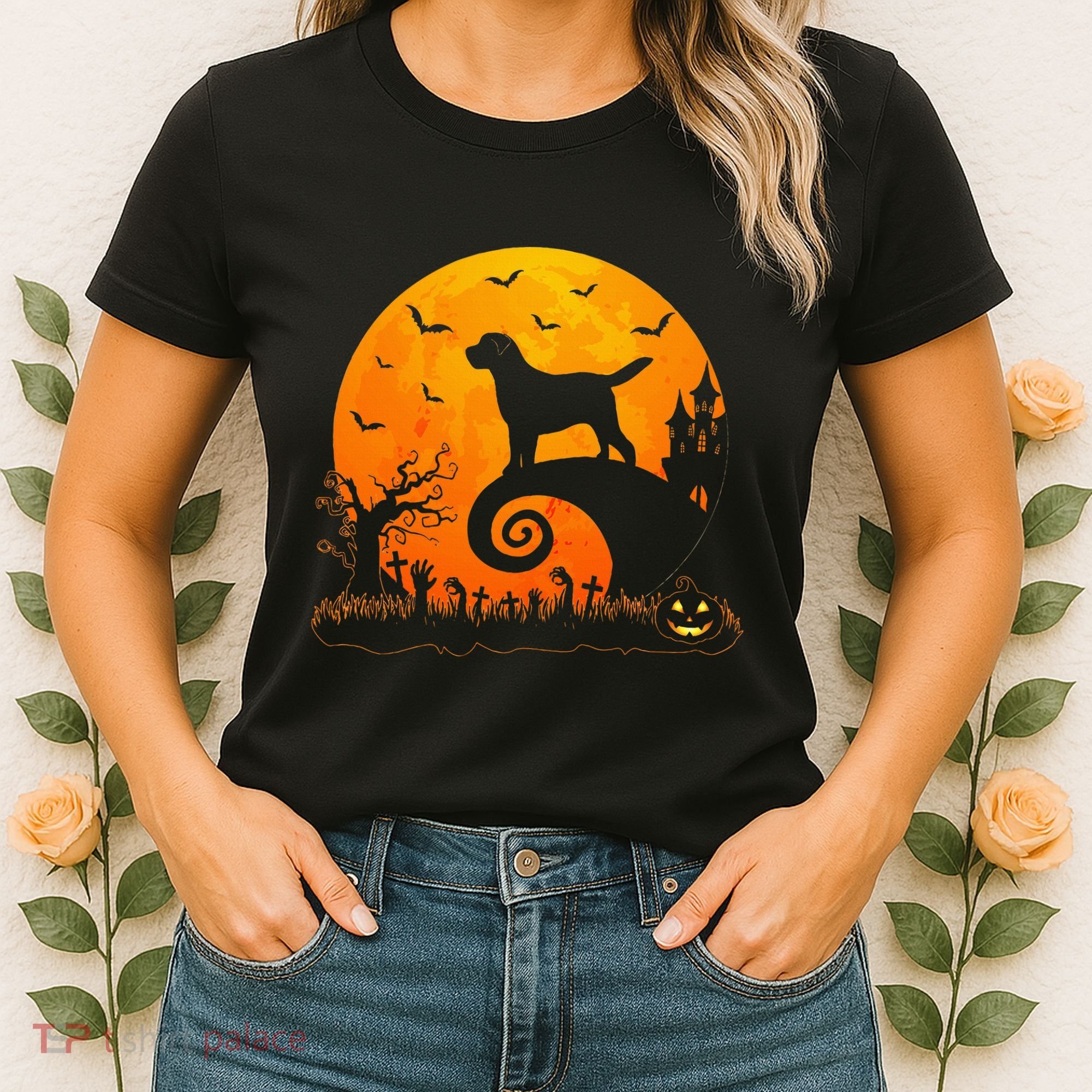 Chocolate Lab Dog Moon Halloween Dog Lover Women's T-Shirt