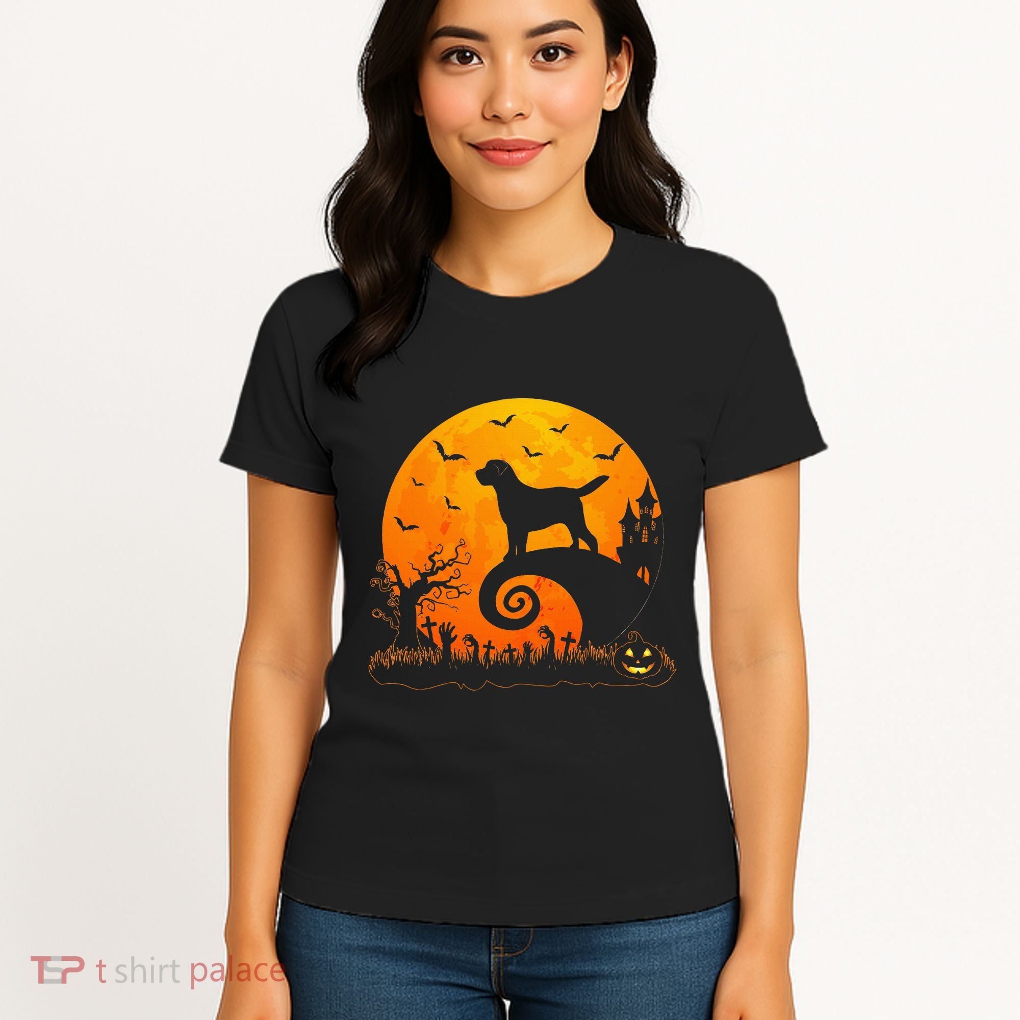 Chocolate Lab Dog Moon Halloween Dog Lover Women's T-Shirt