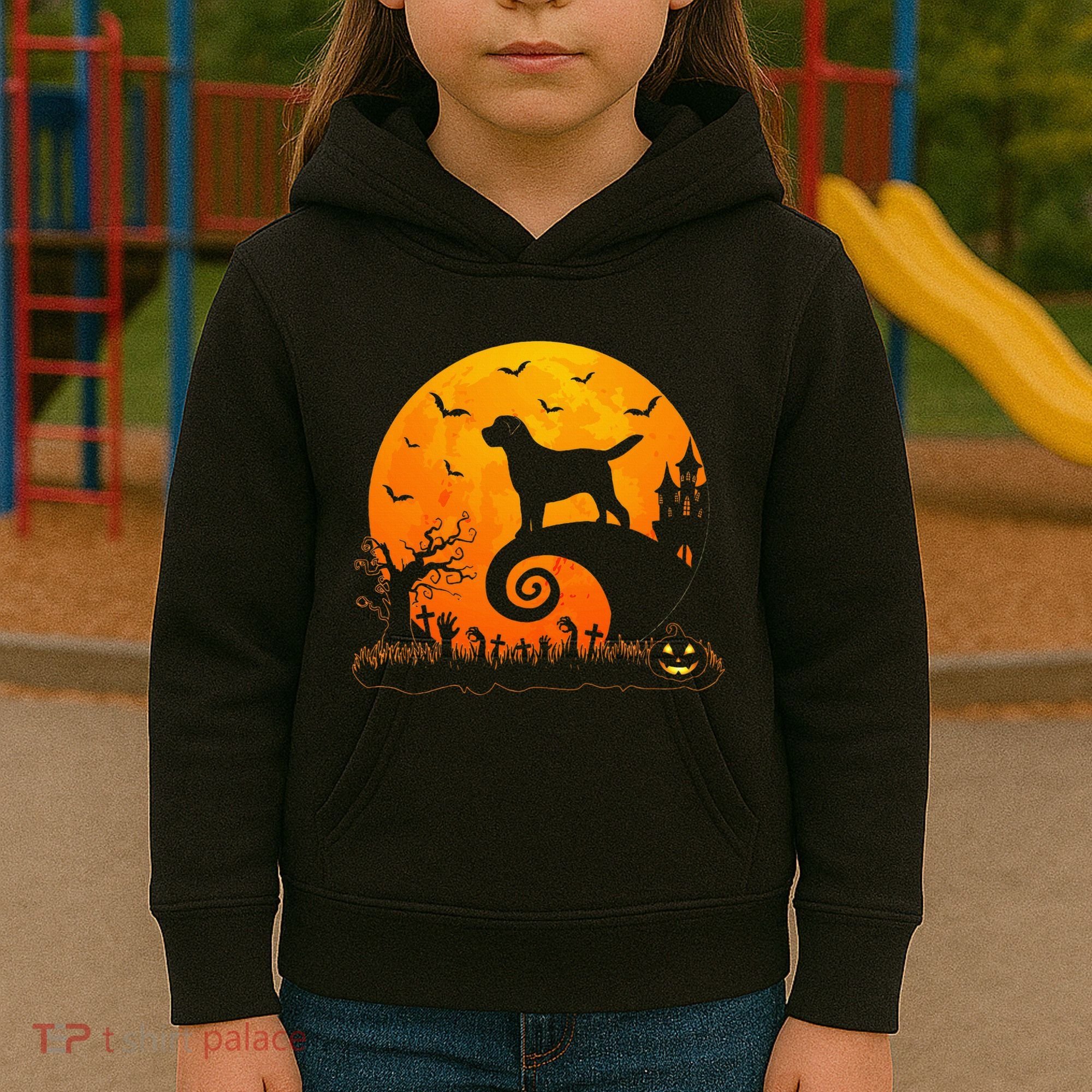 Chocolate Lab Dog Moon Halloween Dog Lover Kids Hoodie