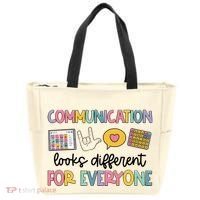 Communication Looks Different For Everyone Speech Therapy Tote Bag thumb 0
