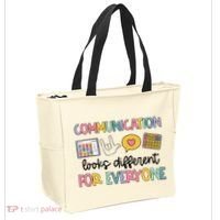 Communication Looks Different For Everyone Speech Therapy Tote Bag thumb 2