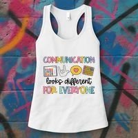 Communication Looks Different For Everyone Speech Therapy Women's Tank Top thumb 3