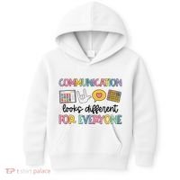 Communication Looks Different For Everyone Speech Therapy Kids Hoodie thumb 0