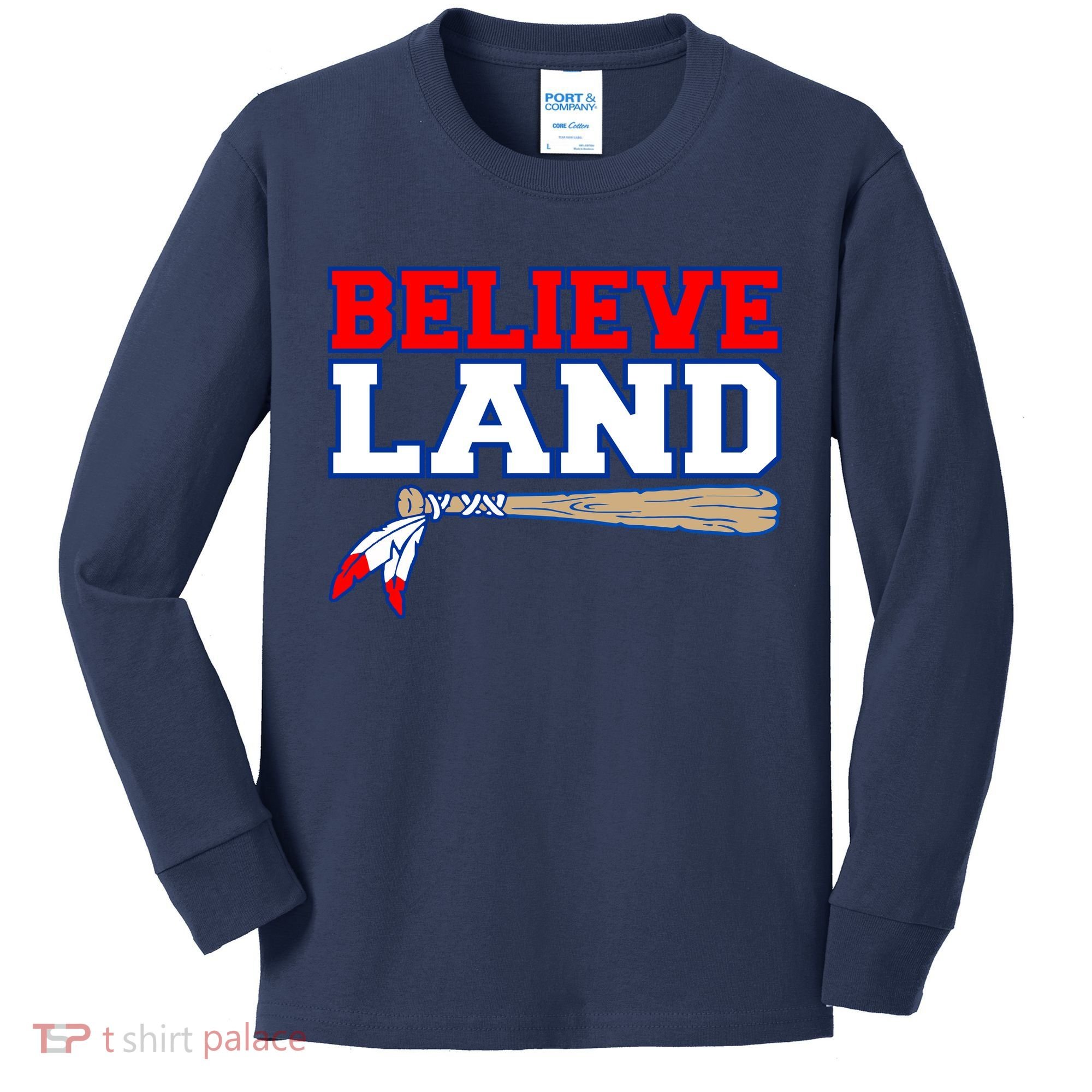 Cleveland Believe Land Baseball Bat Kids Long Sleeve Shirt