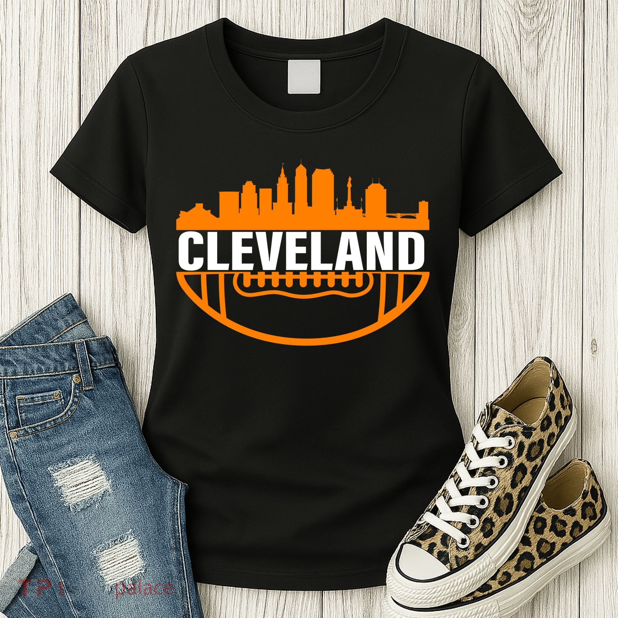 Cleveland Football Skyline City Logo Women's T-Shirt