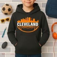 Cleveland Football Skyline City Logo Kids Hoodie thumb 2