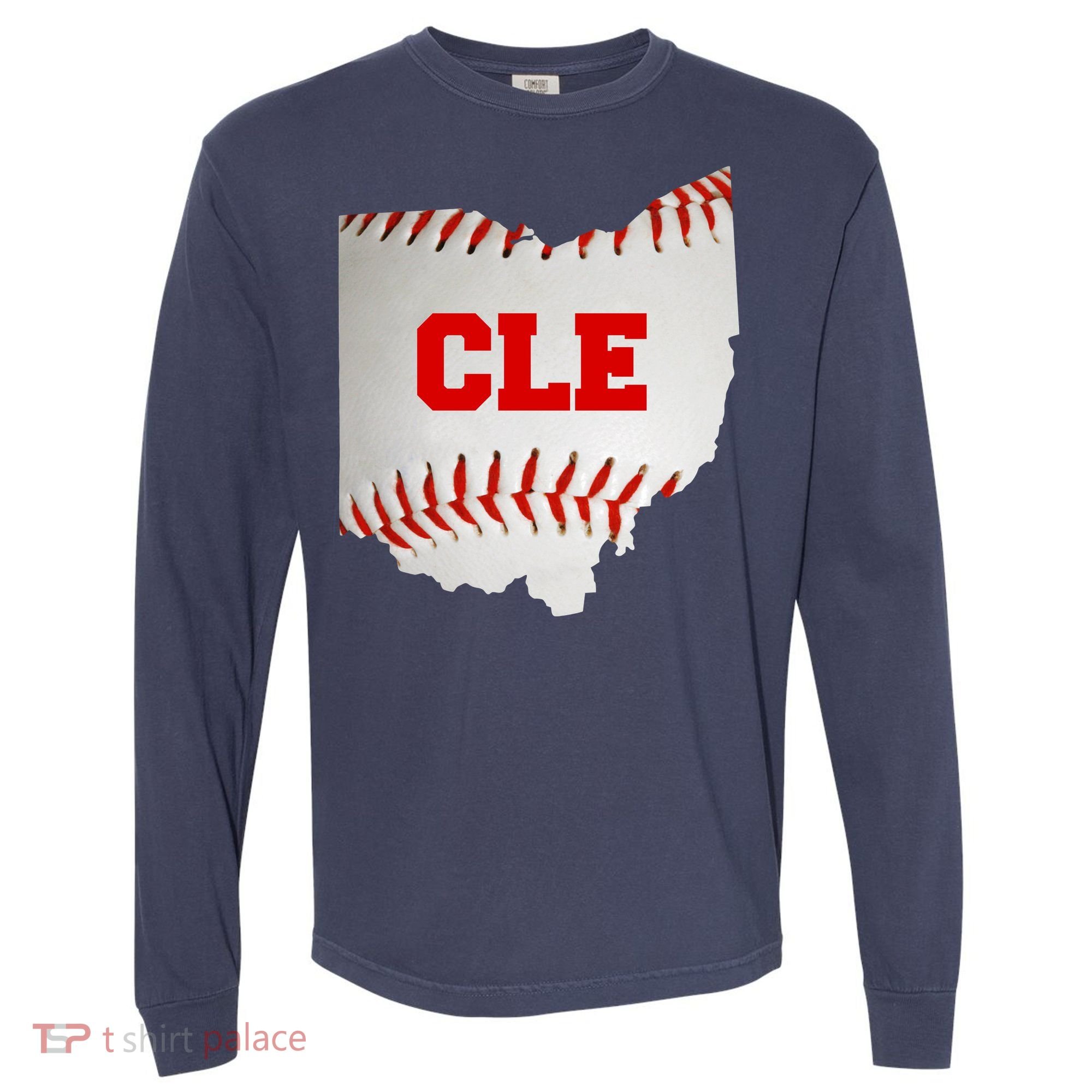 Cleveland, Ohio Baseball CLE Logo Comfort Colors Heavyweight Long Sleeve T-Shirt