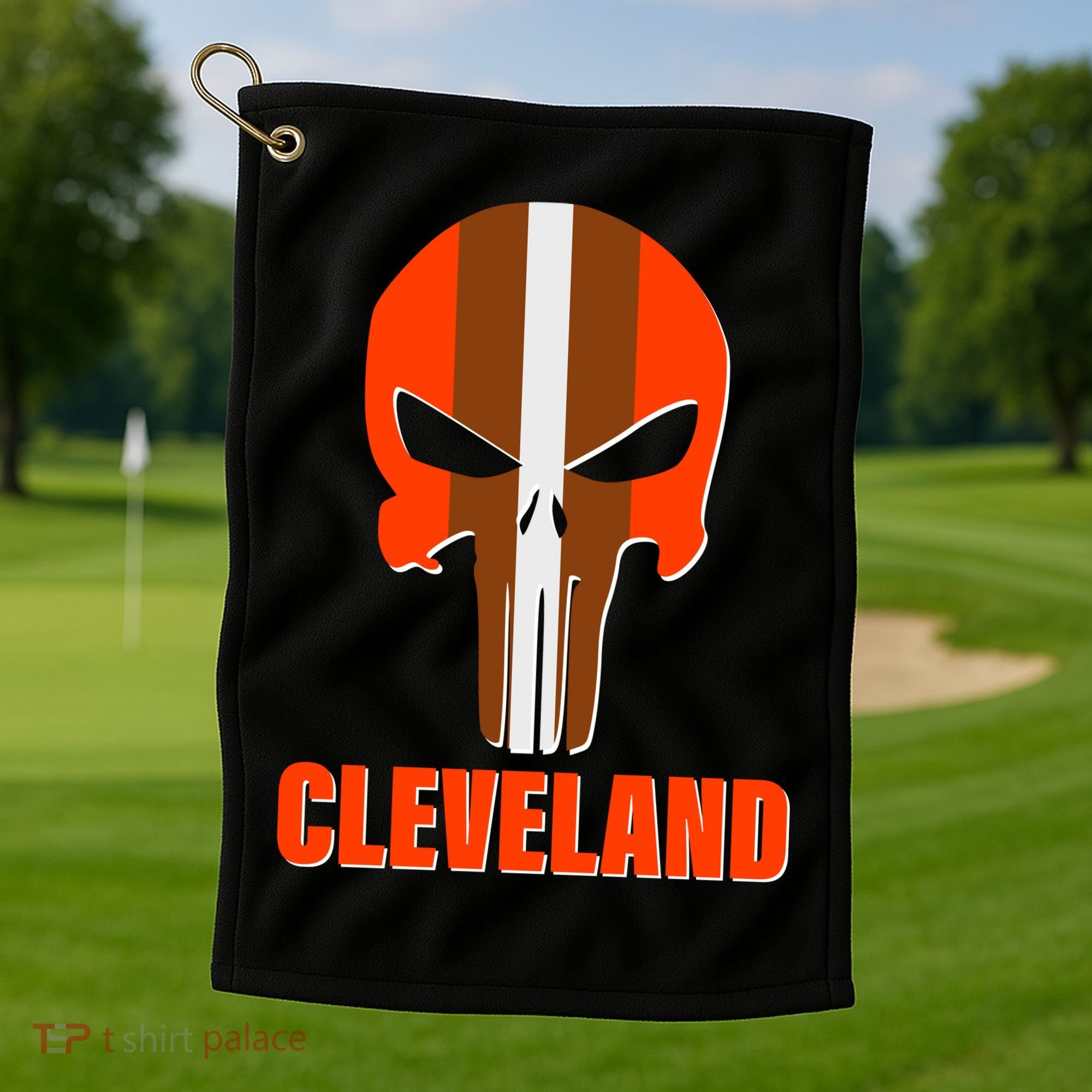 Cleveland Skull Football Golf Towel