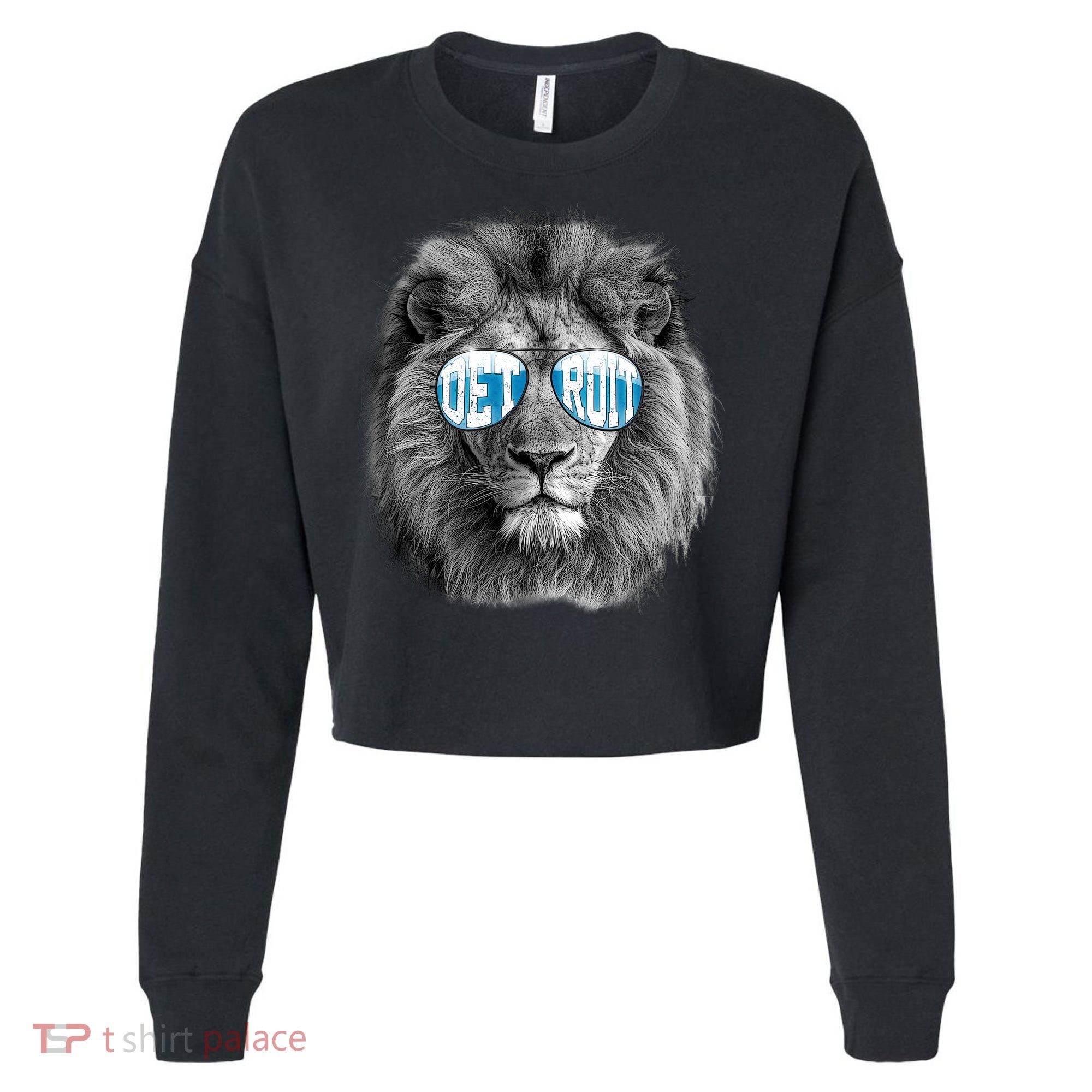 Cool Lions Football Sports Fan Cropped Pullover Crew