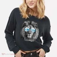 Cool Lions Football Sports Fan Cropped Pullover Crew thumb 2