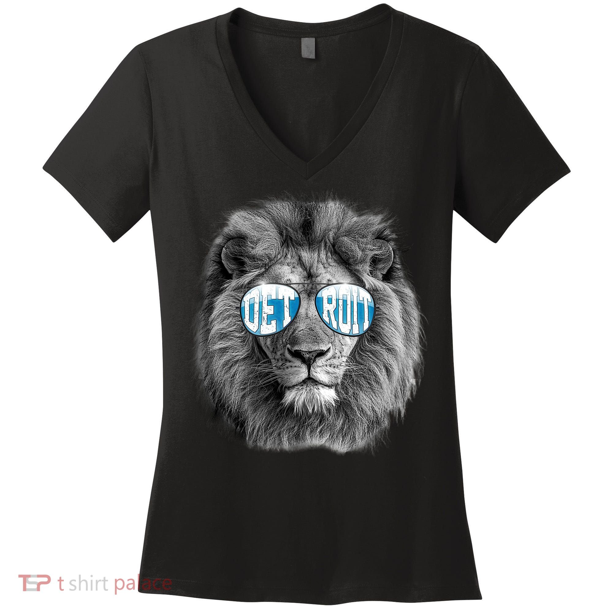 Cool Lions Football Sports Fan Women's V-Neck T-Shirt