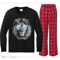 Cool Lions Football Sports Fan Kids Long Sleeve Plaid Pajama Set thumb 0