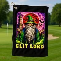 Clit Lord Funny Offensive Wizzard Golf Towel thumb 1