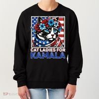 Cat Ladies For Kamala Funny Cat 2024 President Kamalaharris Women's Sweatshirt thumb 0
