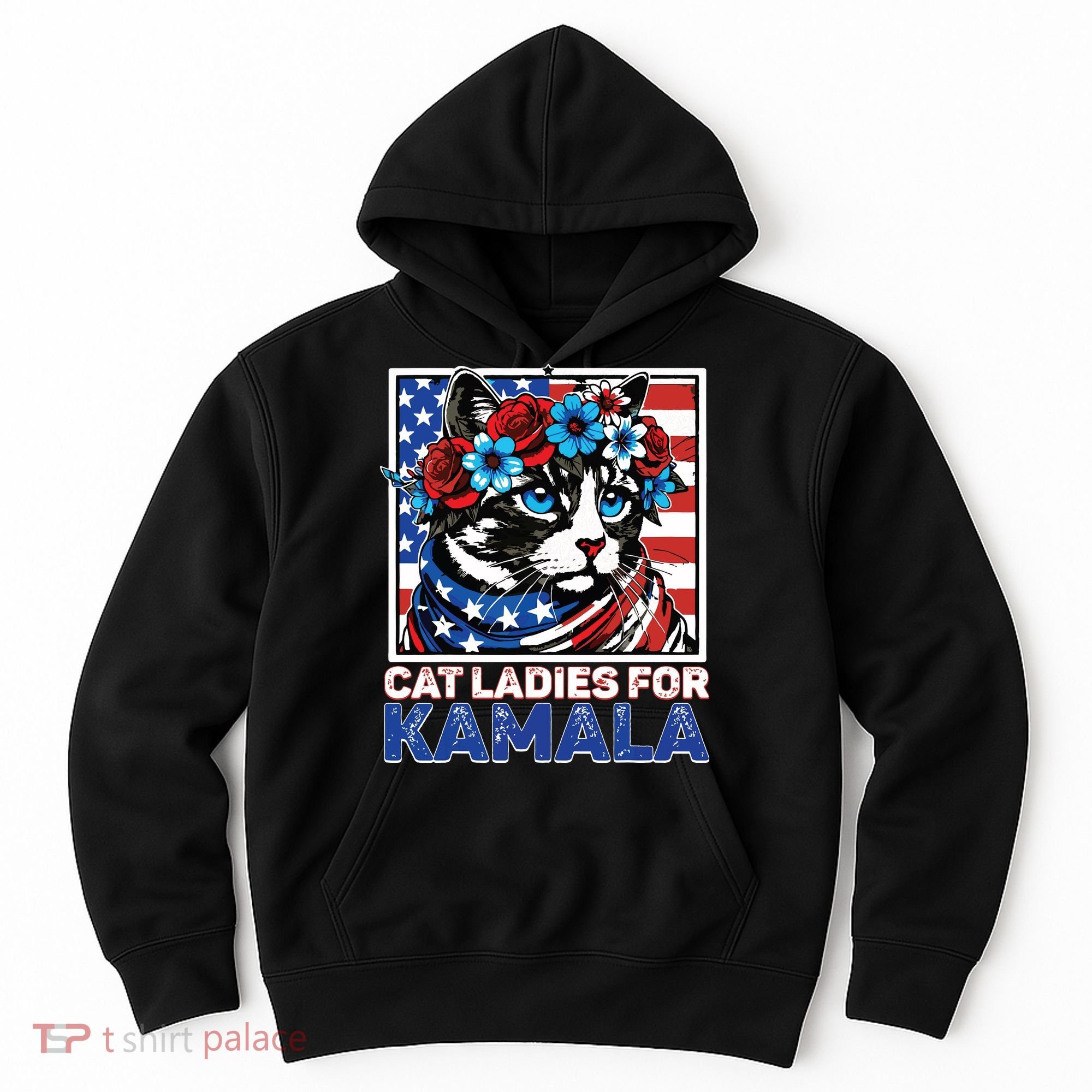 Cat Ladies For Kamala Funny Cat 2024 President Kamalaharris Hoodie