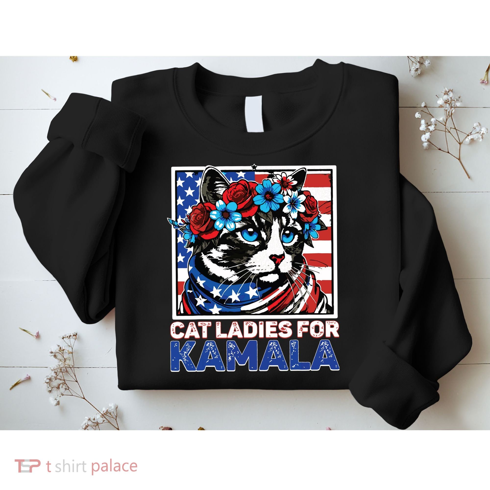 Cat Ladies For Kamala Funny Cat 2024 President Kamalaharris Sweatshirt