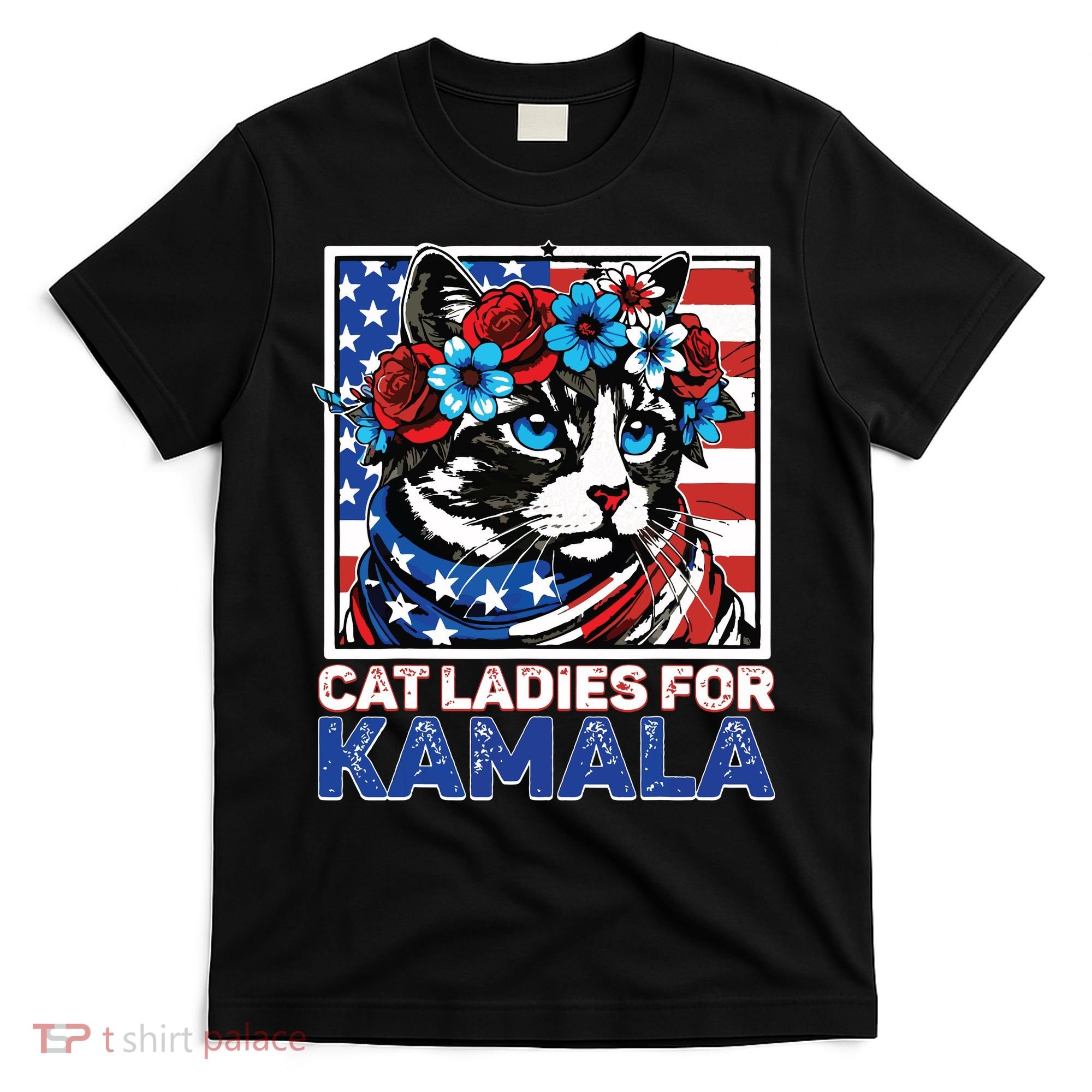 Cat Ladies For Kamala Funny Cat 2024 President Kamalaharris T-Shirt