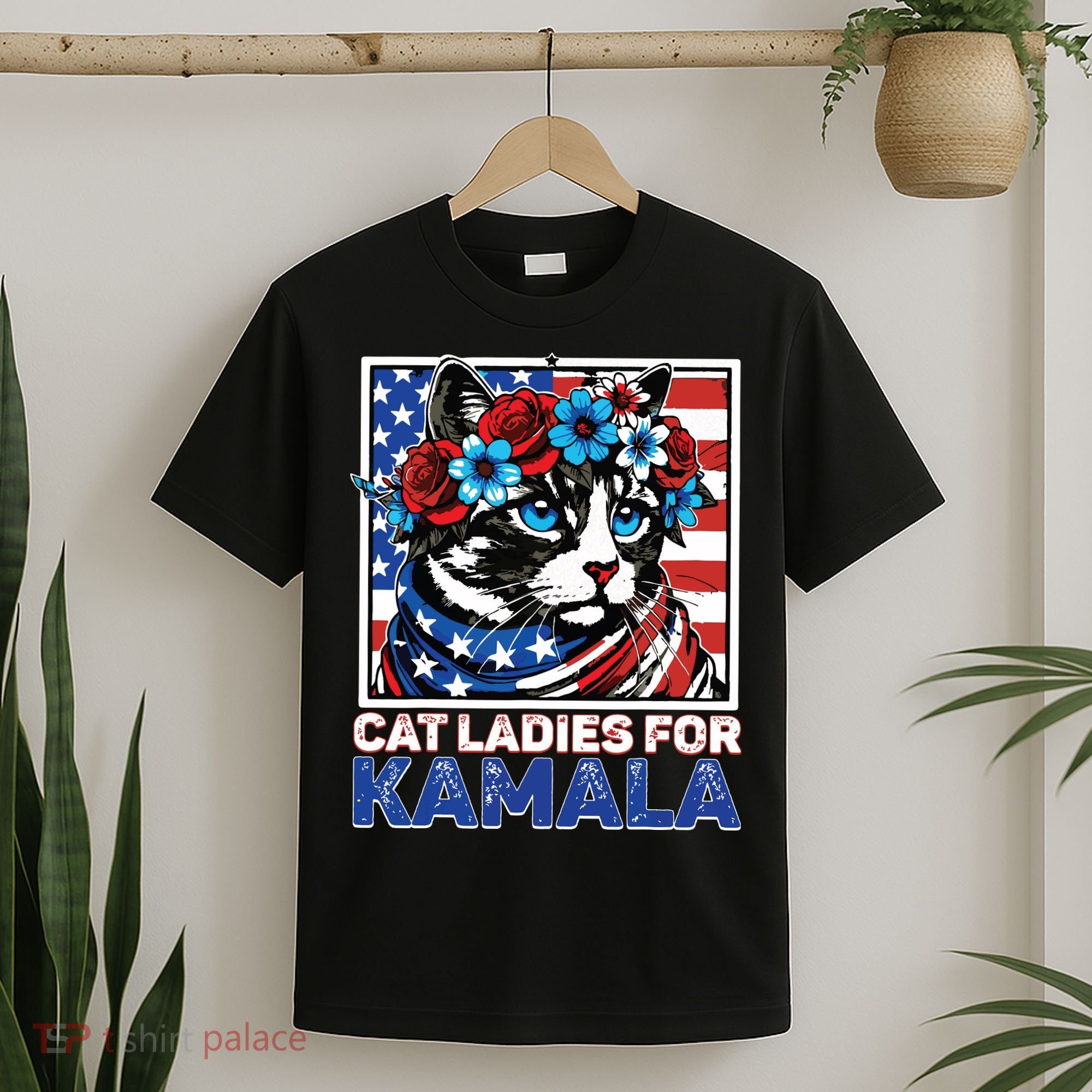 Cat Ladies For Kamala Funny Cat 2024 President Kamalaharris T-Shirt