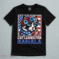 Cat Ladies For Kamala Funny Cat 2024 President Kamalaharris T-Shirt thumb 5