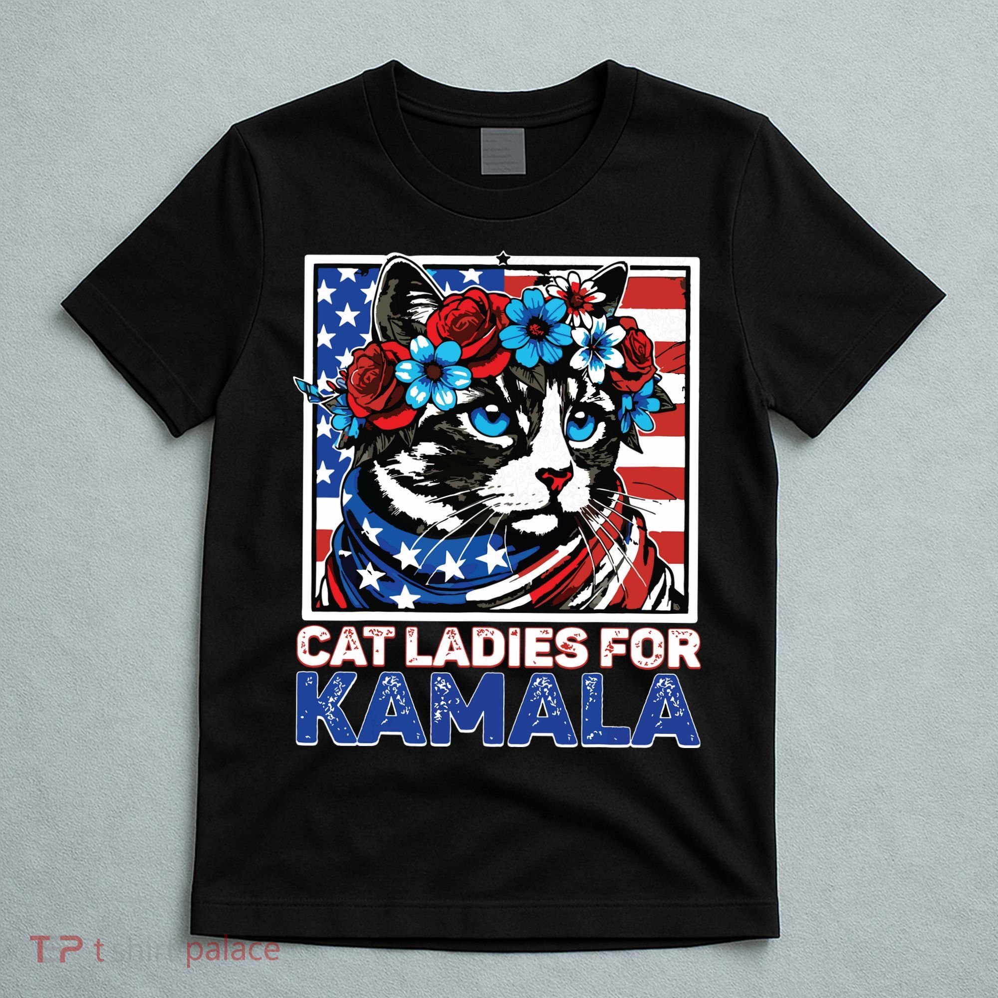 Cat Ladies For Kamala Funny Cat 2024 President Kamalaharris T-Shirt