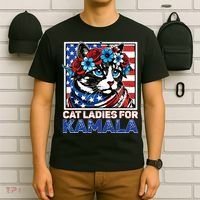 Cat Ladies For Kamala Funny Cat 2024 President Kamalaharris T-Shirt thumb 6