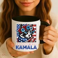 Cat Ladies For Kamala Funny Cat 2024 President Kamalaharris Coffee Mug thumb 3