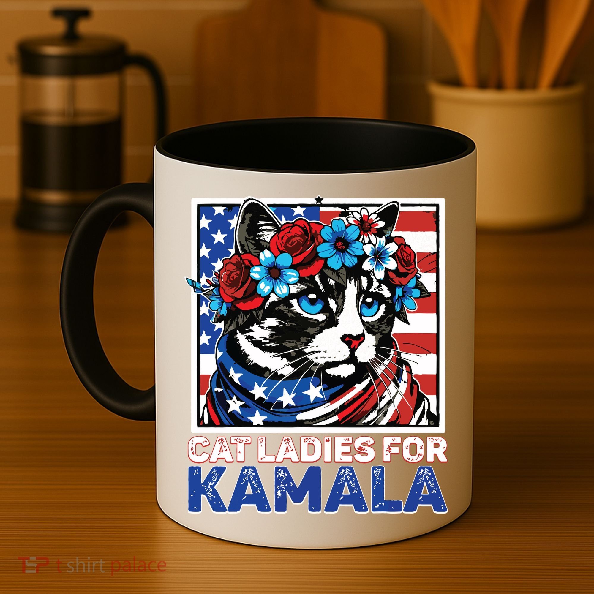 Cat Ladies For Kamala Funny Cat 2024 President Kamalaharris Coffee Mug