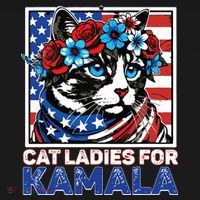 Cat Ladies For Kamala Funny Cat 2024 President Kamalaharris Polo thumb 3