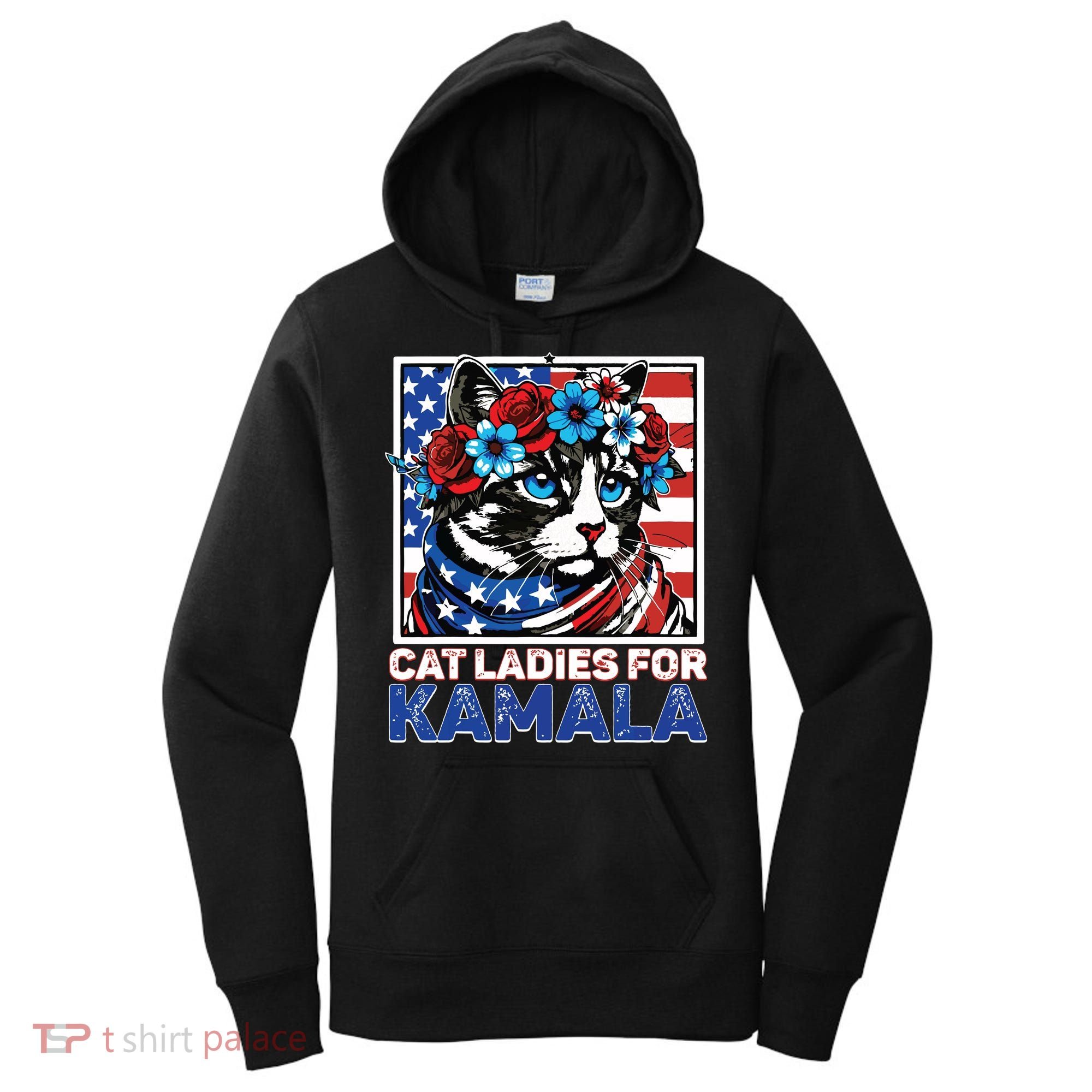 Cat Ladies For Kamala Funny Cat 2024 President Kamalaharris Women's Hoodie