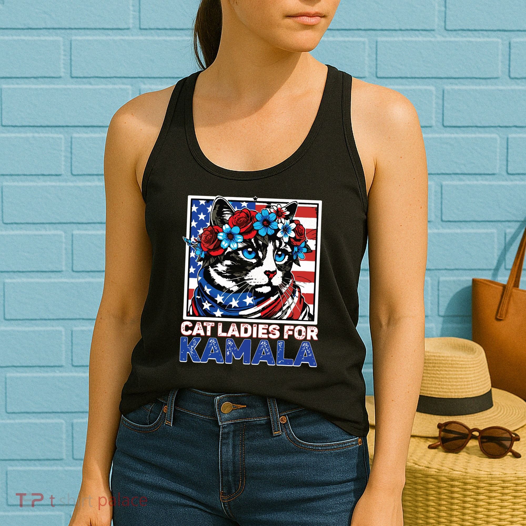 Cat Ladies For Kamala Funny Cat 2024 President Kamalaharris Women's Tank Top