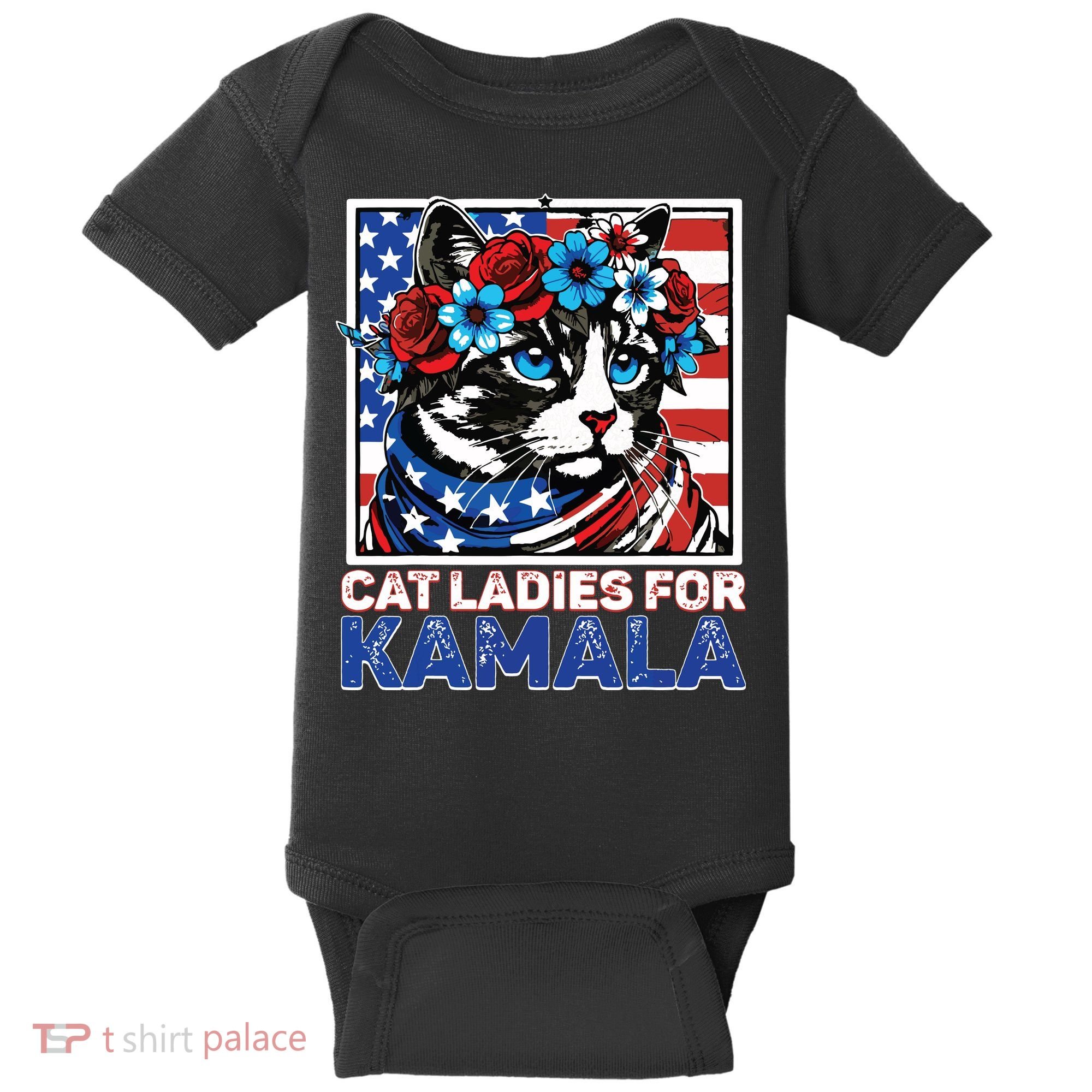 Cat Ladies For Kamala Funny Cat 2024 President Kamalaharris Baby Bodysuit