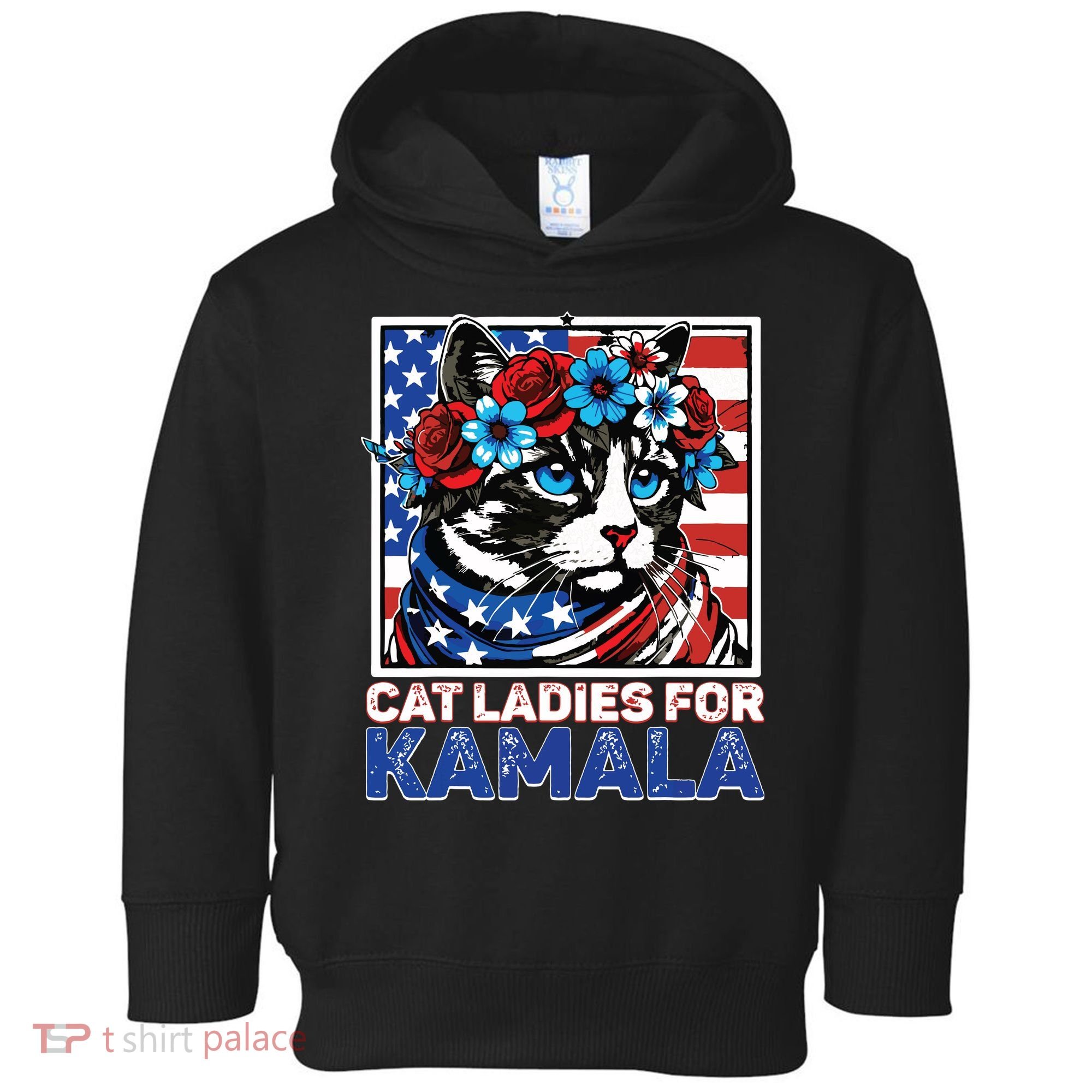 Cat Ladies For Kamala Funny Cat 2024 President Kamalaharris Toddler Hoodie