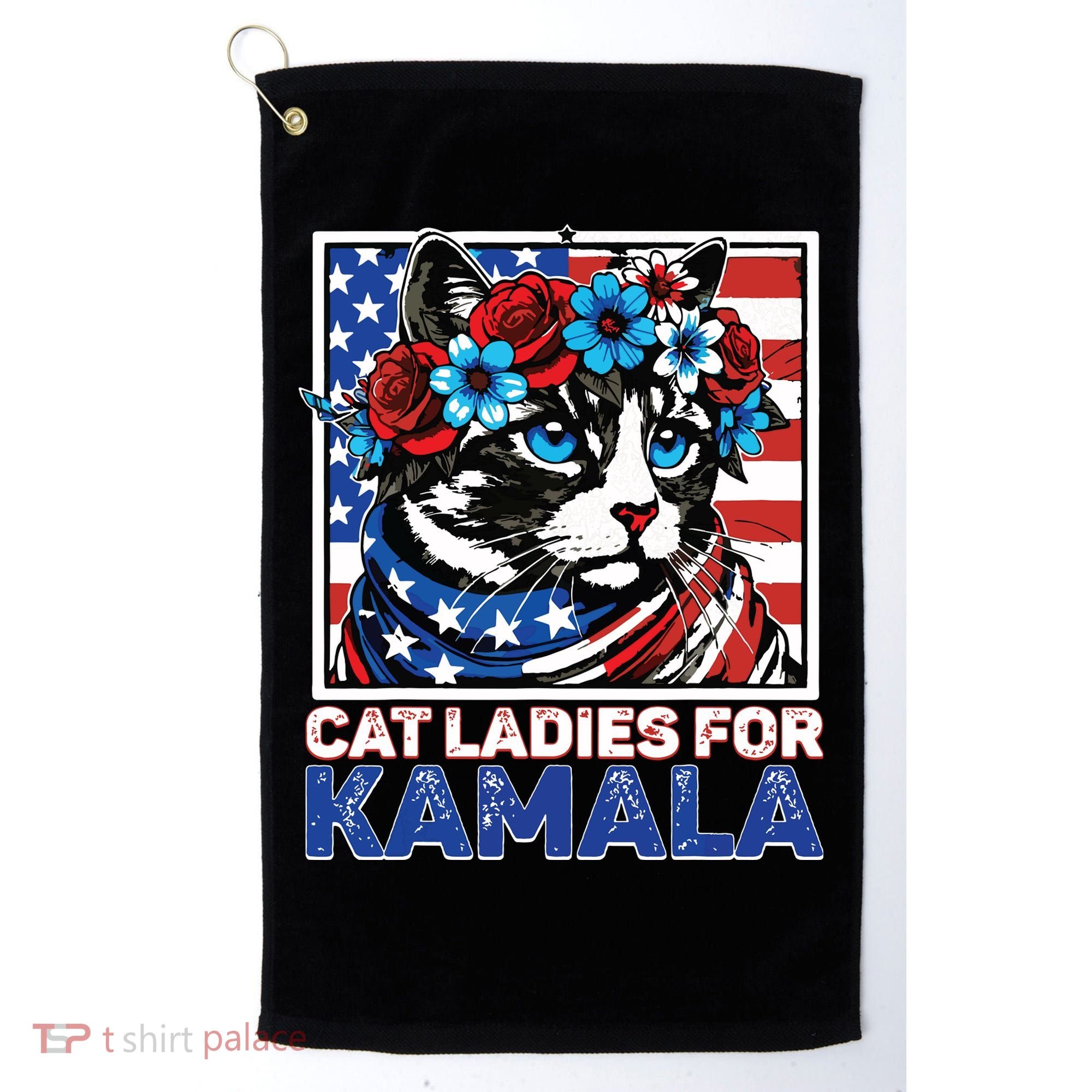 Cat Ladies For Kamala Funny Cat 2024 President Kamalaharris Golf Towel