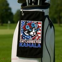 Cat Ladies For Kamala Funny Cat 2024 President Kamalaharris Golf Towel thumb 2
